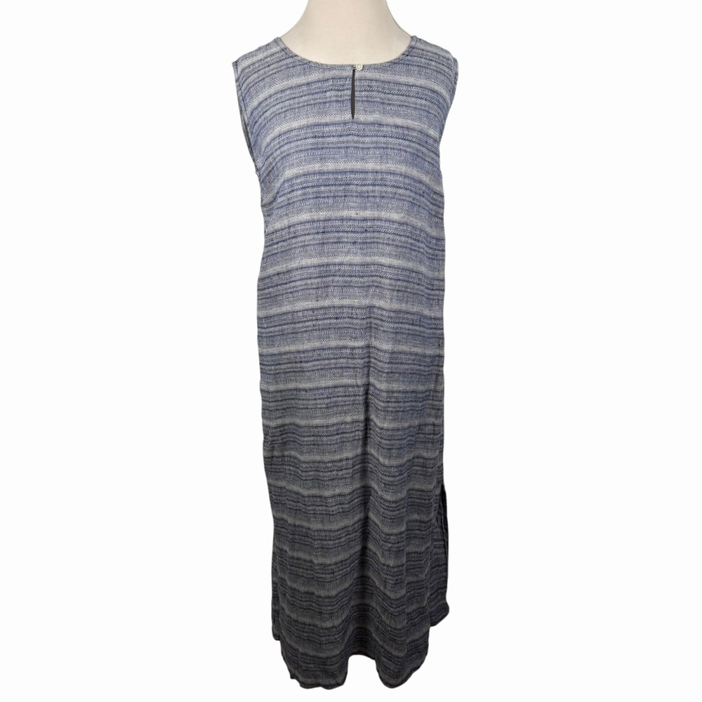 Pure J. Jill Linen Shift Maxi Dress Key-Hole Sleeveless Pocket Sapphire Size XL - Picture 2 of 9